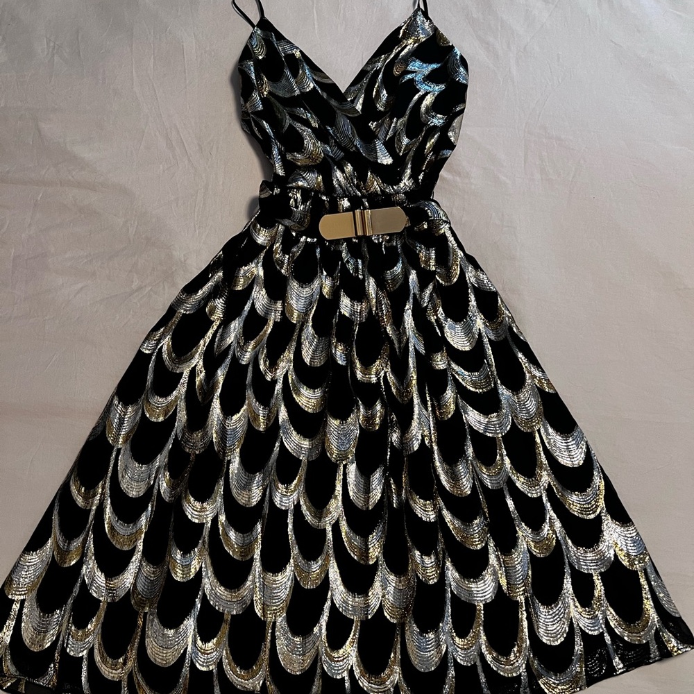 Milly Black and White Pleated Mini Sundress